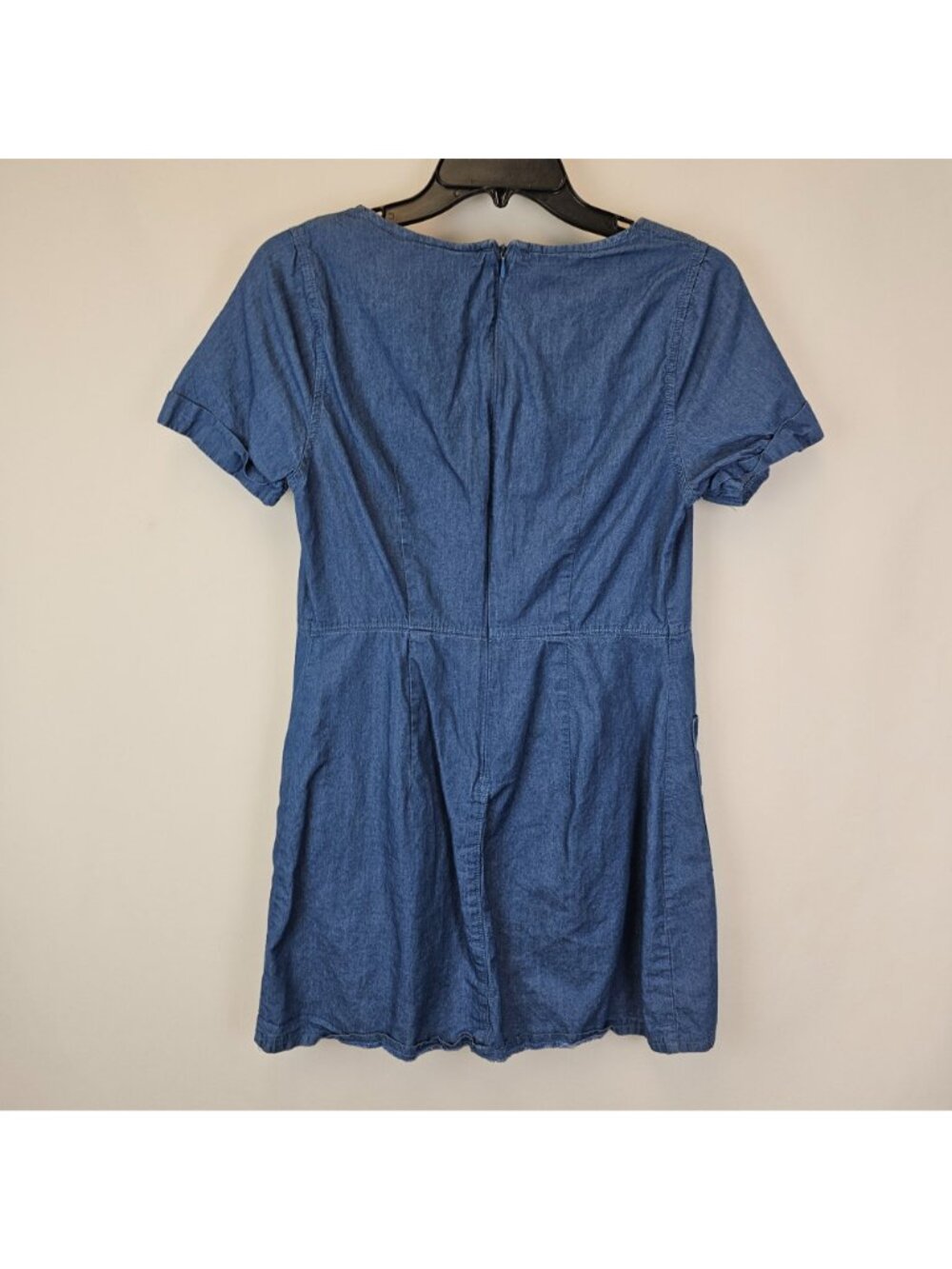 Eclipse S Denim Mini Dress 100% Cotton Blue Shift Pockets Indie Western Y2k - Picture 14 of 15